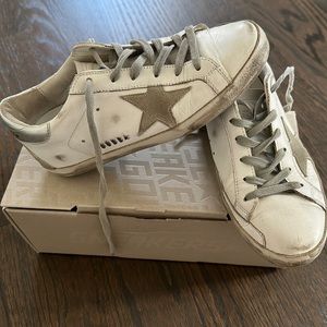 Golden goose women’s superstar sneakers white/silver SIZE 36